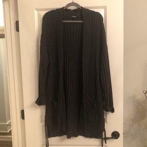 Long Dark Grey Knit Cardigan
